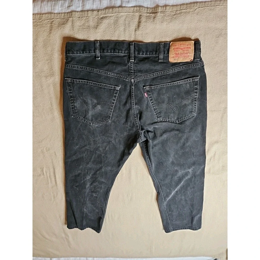 Levis 505 Black Jeans 38x30‎ Straight Fit Denim Classic Five Pocket Vintage